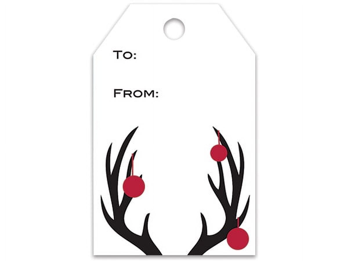 Christmas Antlers & Ornaments Gift Wrap / Gift Bag Tags -Bulk 50pack 